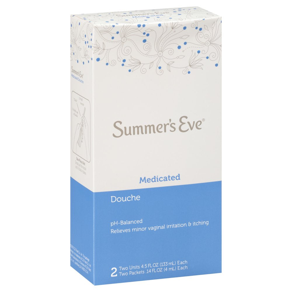 Summer'S Eve, Feminine Cleansing Douche, Medicated, 2 Units, 4.5 Oz Each