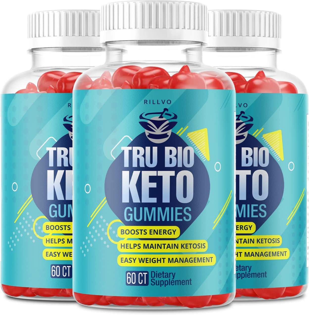 Rillvo (3 Pack) Trubio Keto ACV Gummies - Advanced Formula Tru Bio Keto Gummies (180 Gummies)