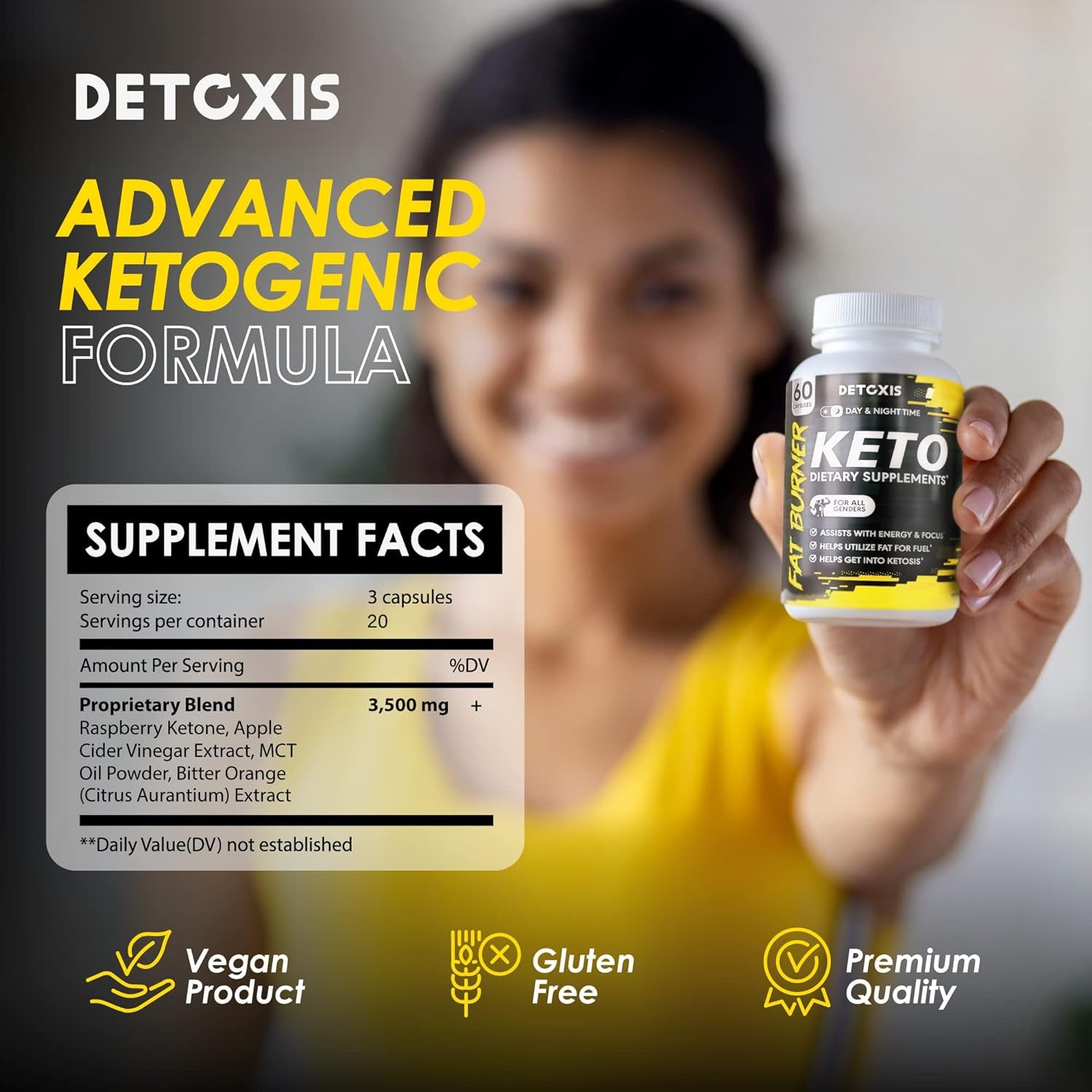 Keto Pills - 60 Ketogenic Diet Support Capsules - Keto Weight Management - Increase Energy and Focus - Advanced Keto Supplements for Men and Women - Day and Night Keto Diet Pills