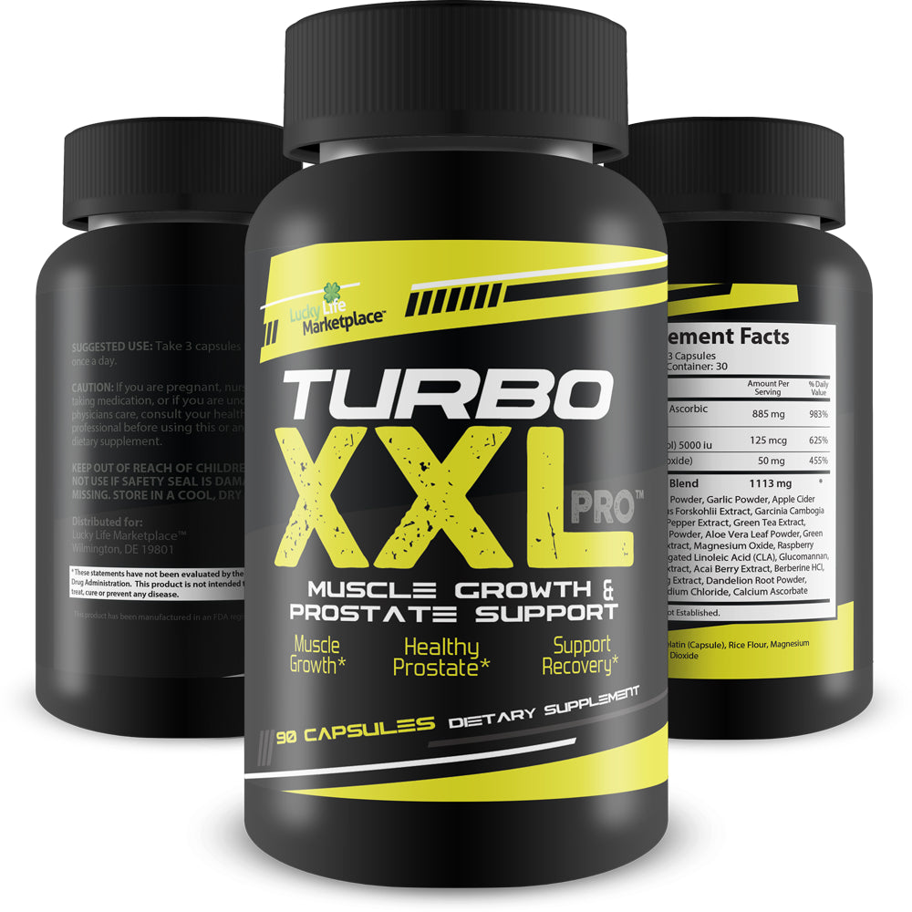 Turbo XXL Pro Muscle Growth & Prostate Support - Support Reduced Inflammation & Healthy Blood Flow - Aid Prostate Health & Muscle Recovery - Multi-Vitamin, Mineral, & Herbal Formula - Maximum Strength