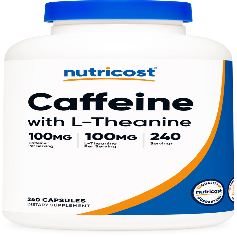 Nutricost Caffeine with L-Theanine Supplement, 100Mg of Each, 240 Capsules