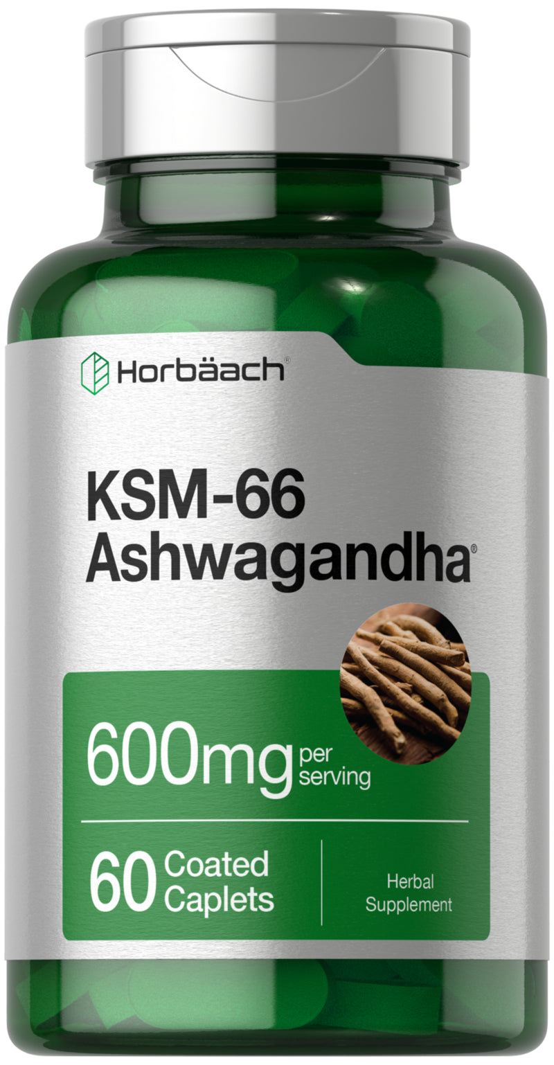 KSM-66 Ashwagandha 600Mg | 60 Caplets | Vegan Supplement | by Horbaach
