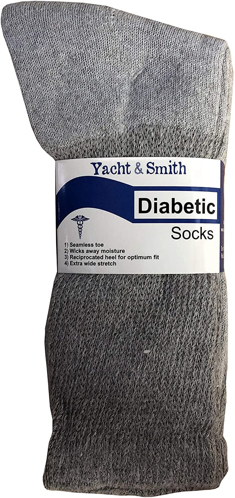 Yacht & Smith Loose Fit Non-Binding Soft Cotton Diabetic Crew and Ankle Socks, Bulk Value Pack