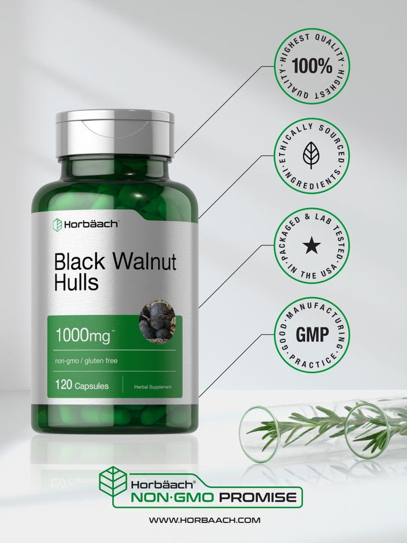 Black Walnut Hulls | 1000 Mg | 120 Capsules | by Horbaach