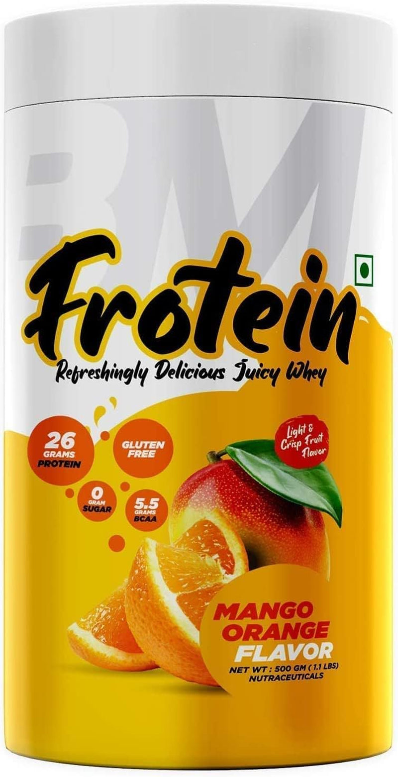 SPEC Frotein 26G Refreshing Mango Orange Flavored Hydrolysed Whey Protein Isolate 6 G Glutamine 15G EAA per Serving 0G Sugar Light and Crisp like Juice (15 Servings, 500 Gm)