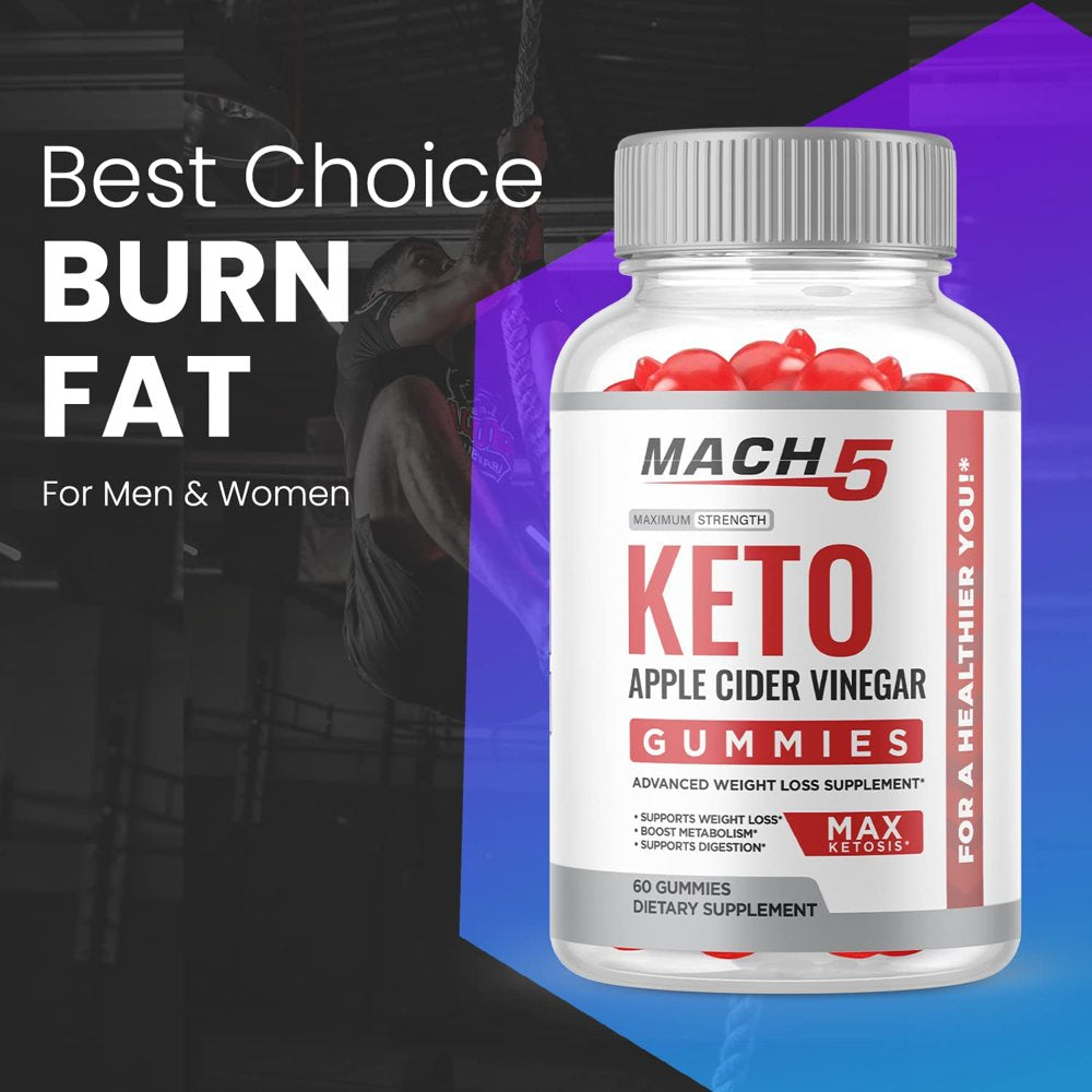 (1 Pack) Mach 5 Keto ACV Gummies - Supplement for Weight Loss - Energy & Focus Boosting Dietary Supplements for Weight Management & Metabolism - Fat Burn - 60 Gummies