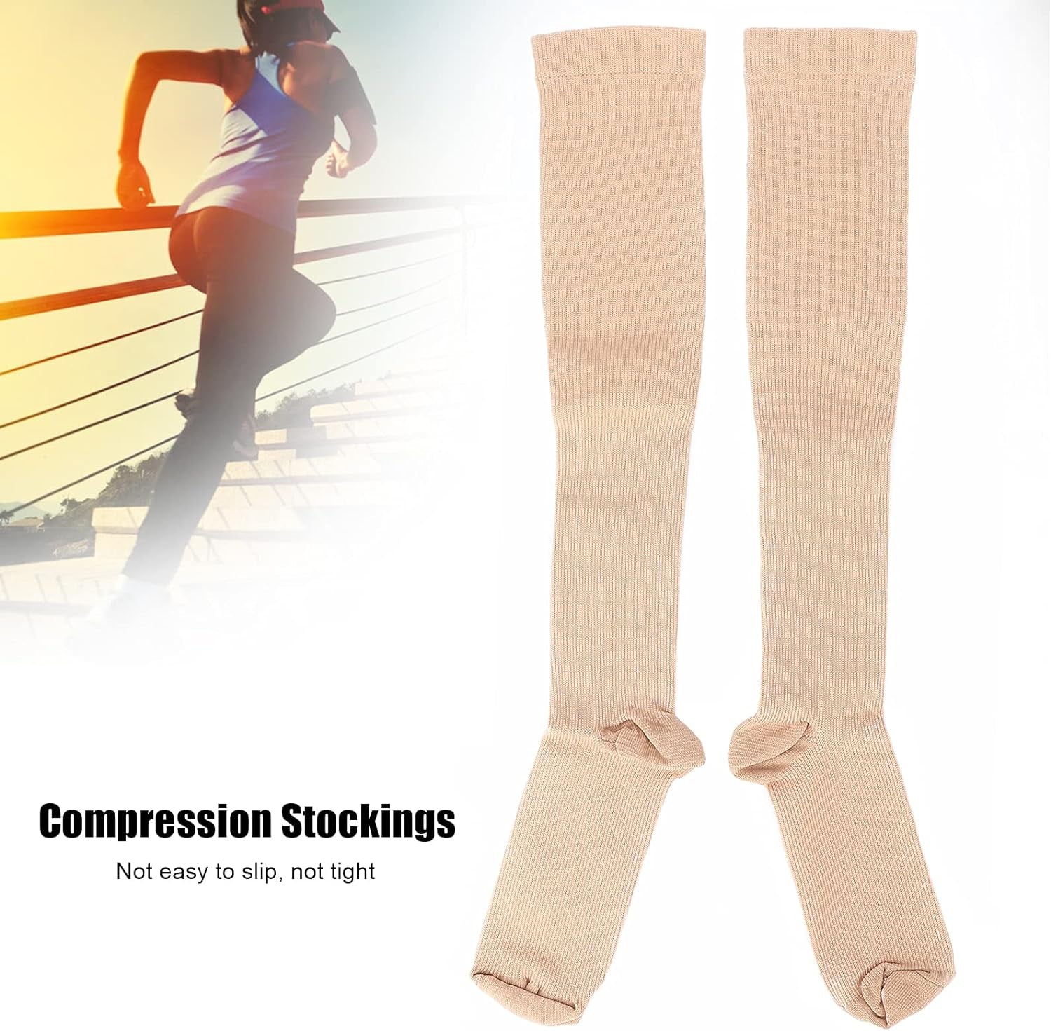 Shanrya Slim Leg Socks, Nylon Reinforced Stitching Compression Stockings Soft Skin‑Friendly for Outdoor Sports for Walk