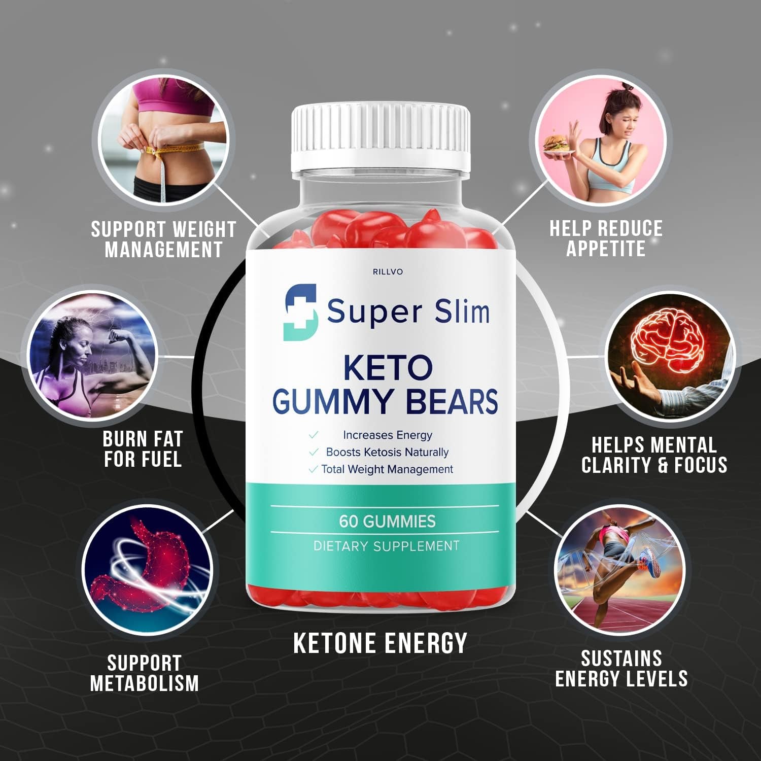 (3 Pack) Super Slim Keto ACV Gummy Bears Super Slim Keto Advanced Gummies ACV Bears Formula (180 Gummies)