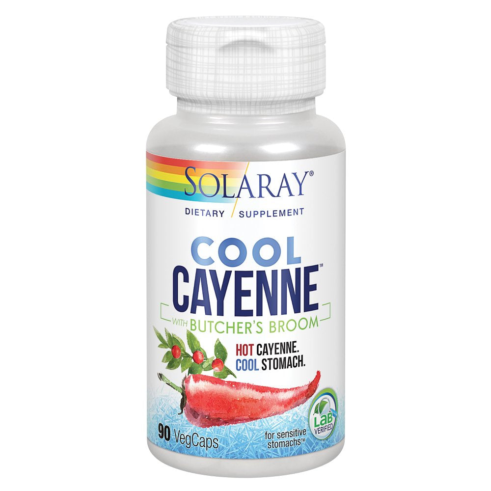 Solaray Cool Cayenne Pepper 40,000 HU with Butchers Broom for Healthy Circulation Support | 90 Vegcaps