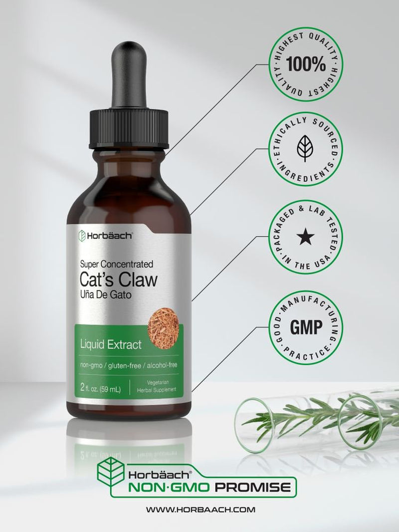 Cats Claw Liquid Extract | 2 Oz | Vegetarian & Alcohol Free | by Horbaach