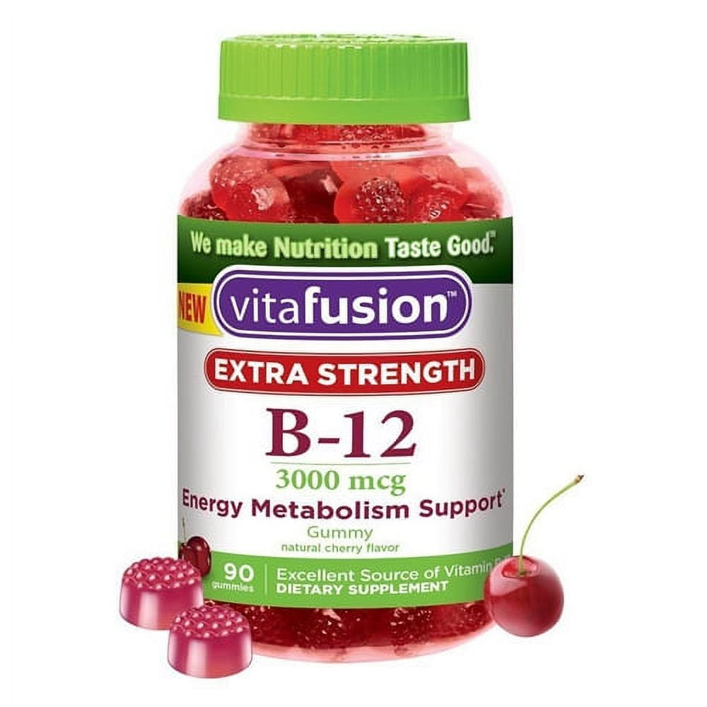 Vitafusion Vitamin B12 Extra Strength 3000 Mcg Gummies, Natural Cherry Flavor, 90 Ea, 6 Pack
