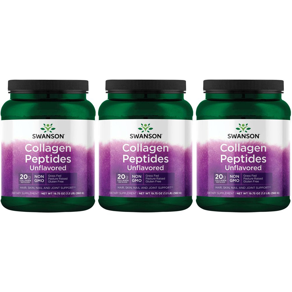 Swanson Collagen Peptides Unflavored 19.75 Oz Pwdr 3 Pack