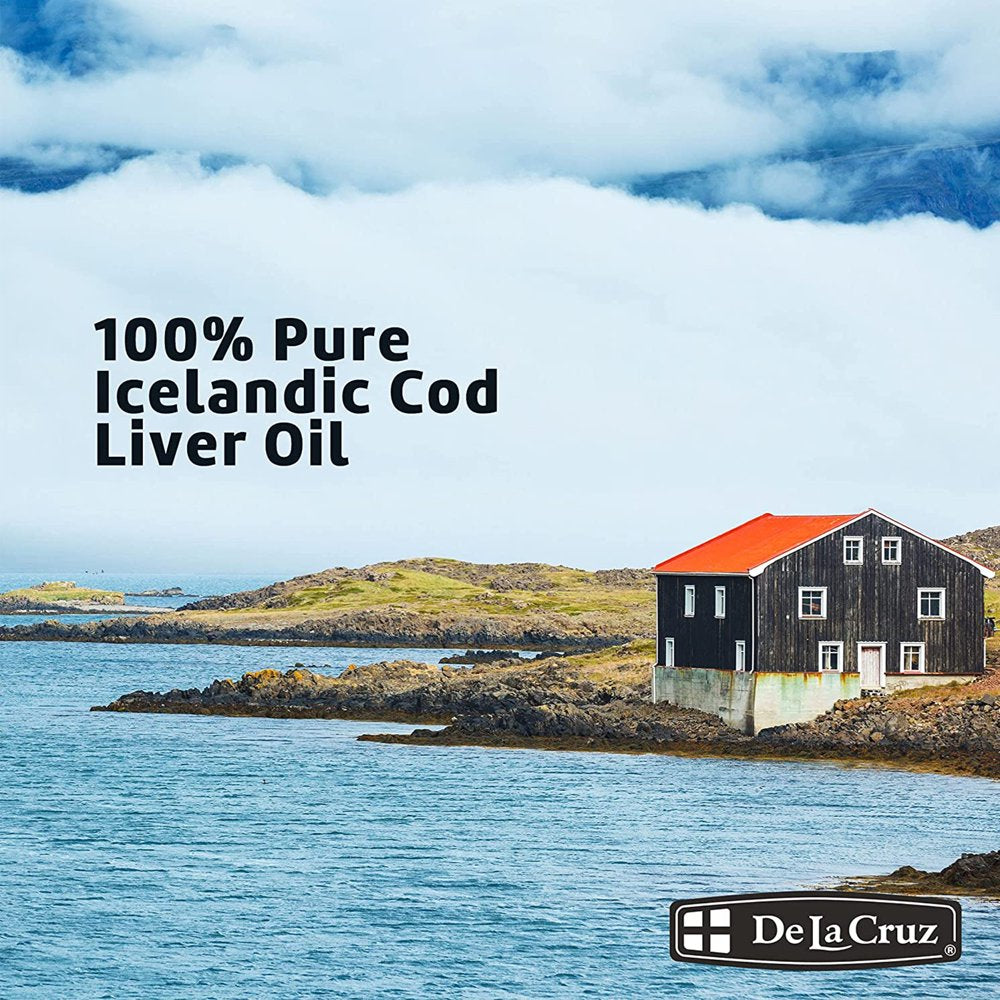 De La Cruz Cod Liver Oil Omega 3 Pure Fish Oil Supplement Liquid 4 Fl Oz