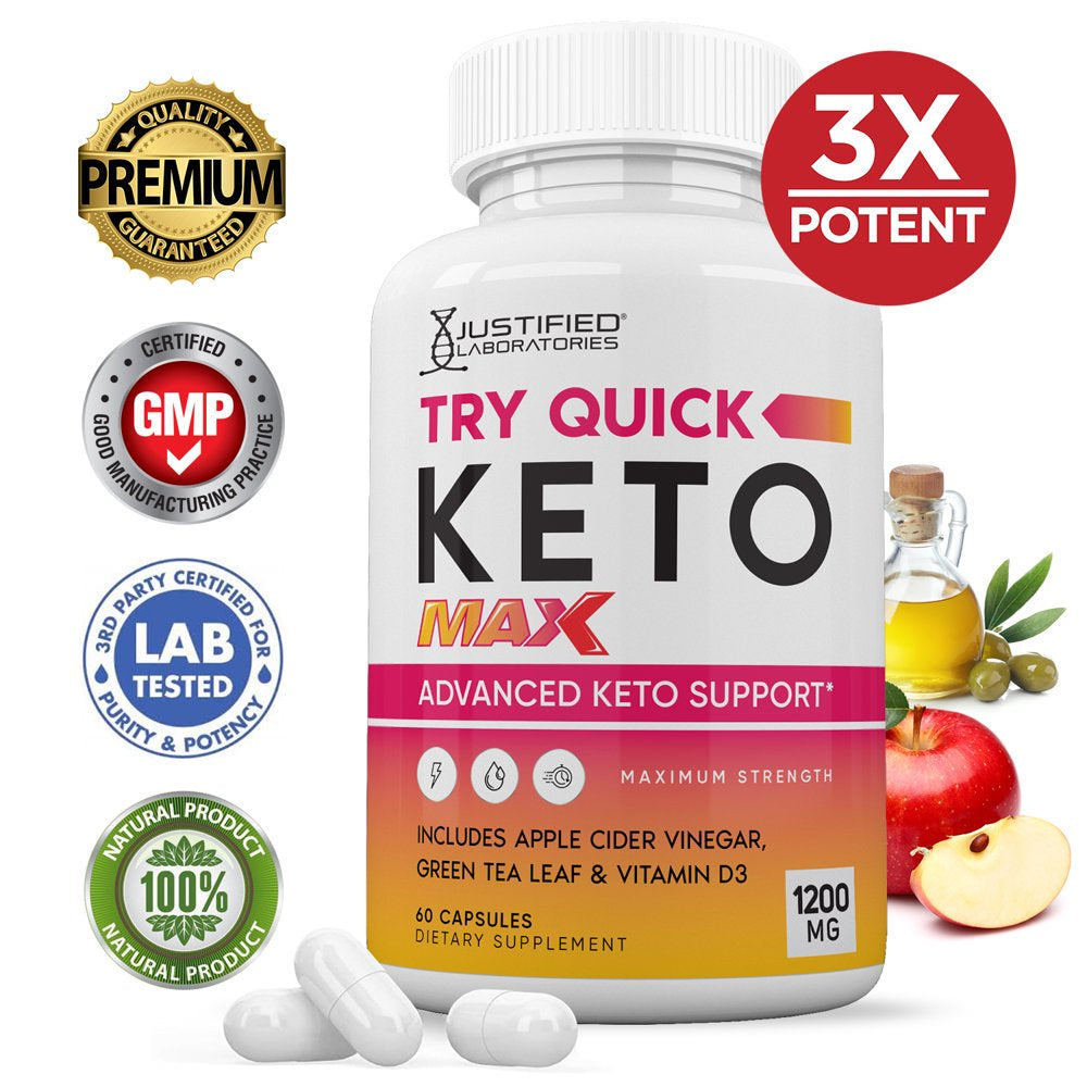 Try Quick Keto ACV MAX Pills 1675Mg Dietary Supplement 60 Capsules