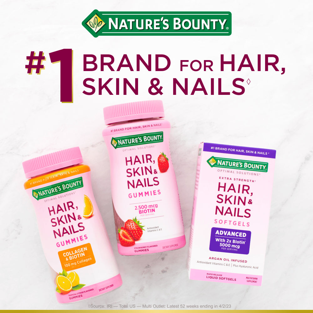Nature'S Bounty Optimal Solutions Hair, Skin & Nail Vitamin Caplets with Biotin 3000 Mcg, 60 Ct