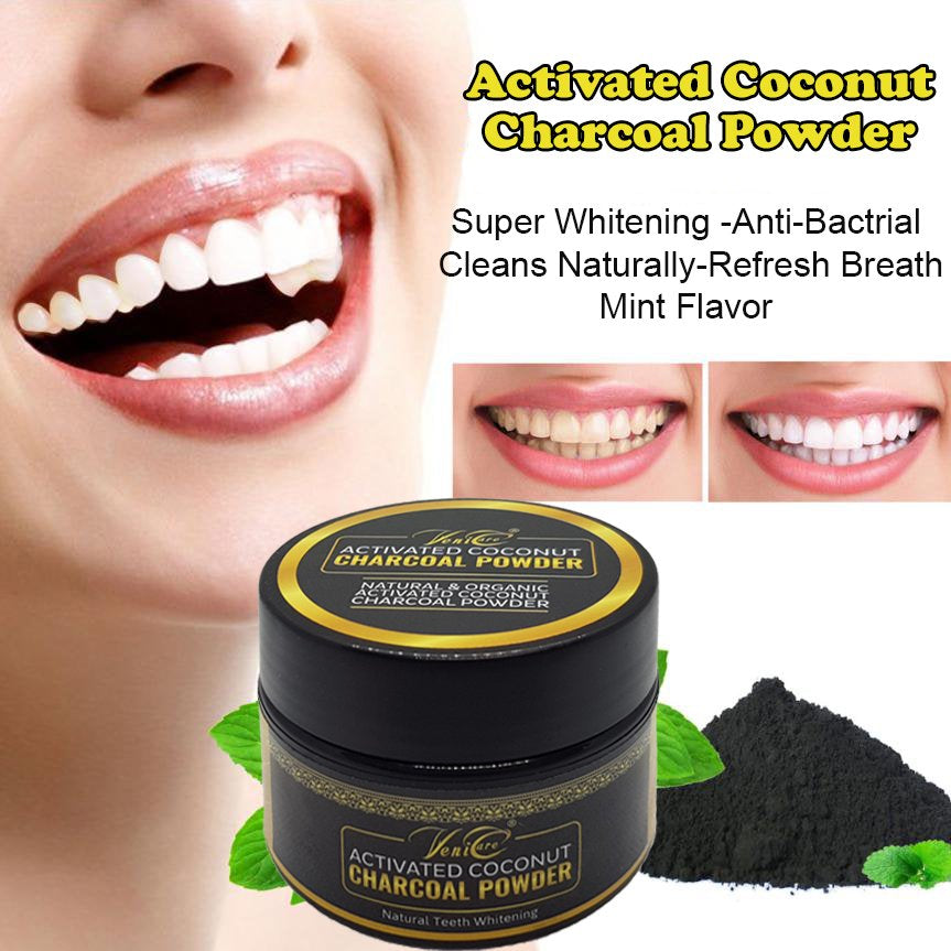 100% Organic Coconut Activated Charcoal Venicare Natural Teeth Whitening Powder 59 ML