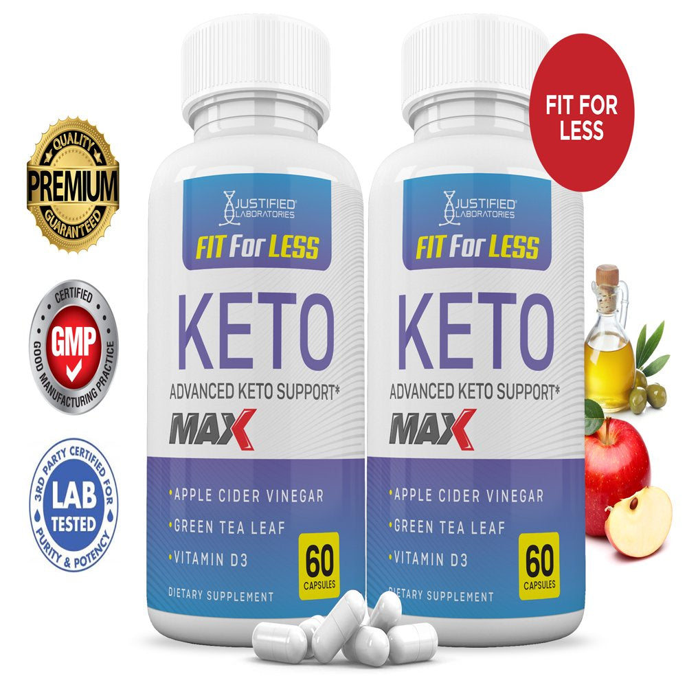 (2 Pack) Fit for Less Keto ACV MAX Pills 1675Mg Alternative to Gummies Dietary Supplement 120 Capsules