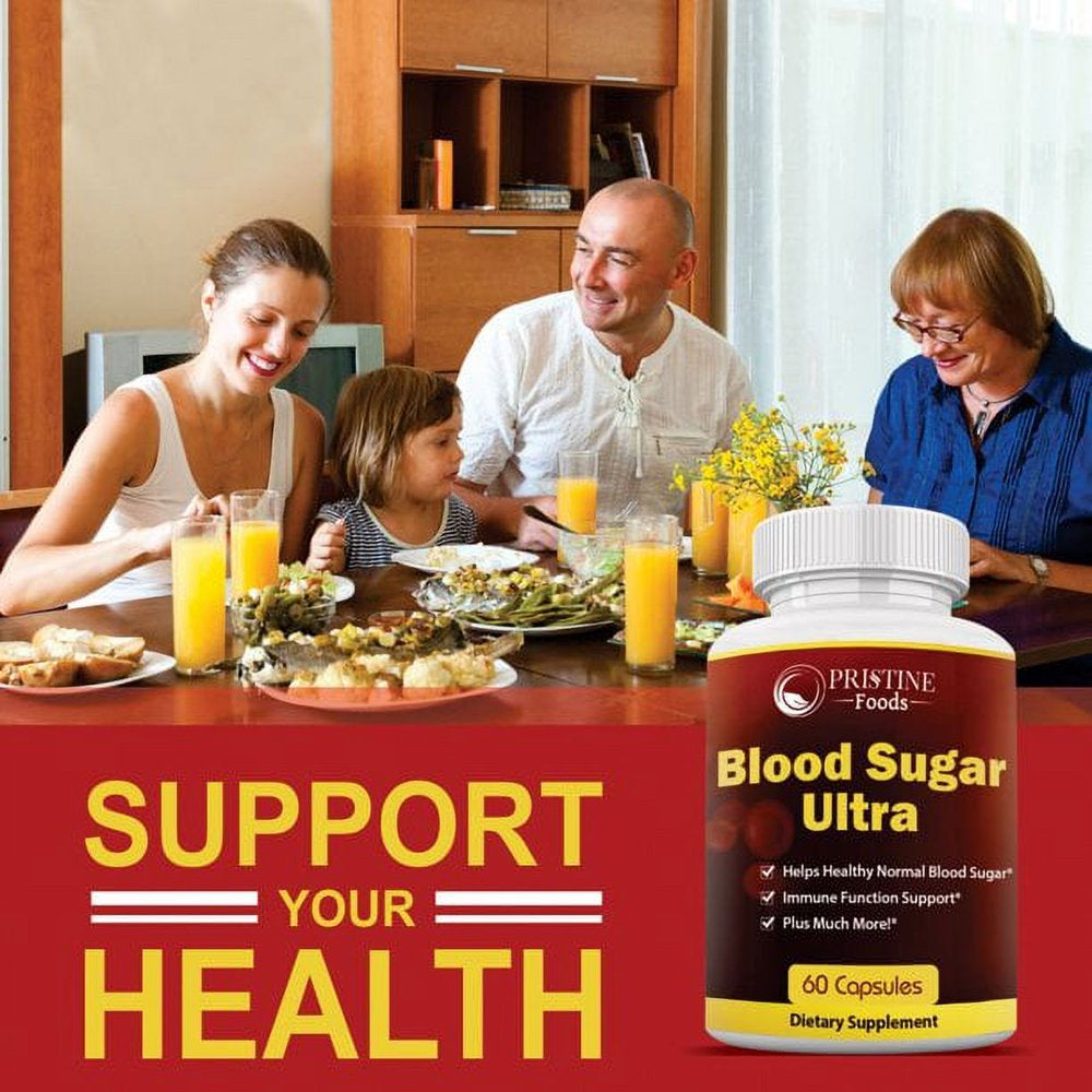 3 Pack Pristine Ultra Blood Sugar Support Supplement - Healthy Blood Sugar Vitamins, Immunity Wellness, Sugar Blocker Complex - 60 Capsules