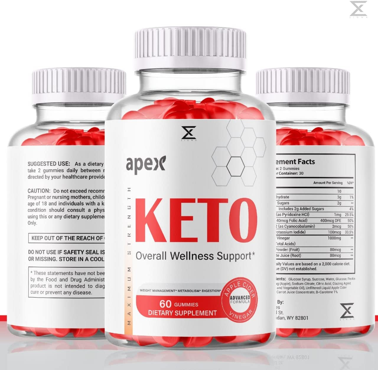 (3 Pack) Apex Keto ACV Gummies - Apex Keto ACV Gummies for Weight Gummy Loss Apex Keto plus Apple Cider Vinegar Advanced Formula Keto plus Wellness Weight Support Pill Supplement Gummies (180 Gummies)