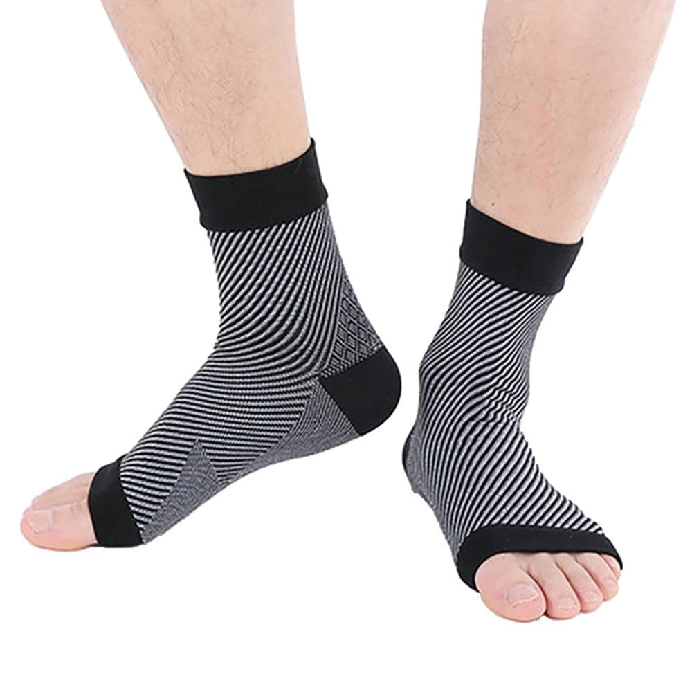 1 Pair Oblique Stripe Sports Compression Ankle Brace Elastic Socks Protector Ankle Compression Sleeve for Swelling, Plantar Fasciitis, Sprain, Neuropathy - for Women and Men