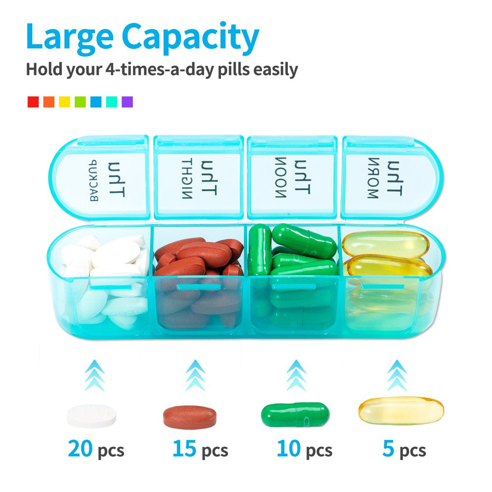 Zoksi Weekly Pill Organizer 4 Times a Day, 7 Day Pill Box Case for Travel, Large Medication Container for Daily Vitamin and Medicine, with Portable Compartments