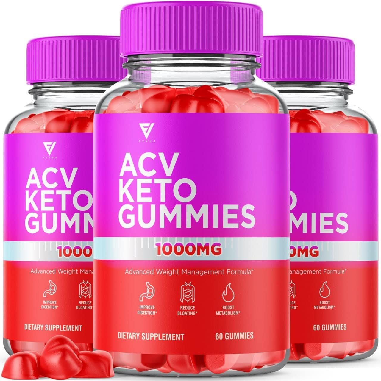 (3 Pack) ACV Keto Gummies Advanced Apple Cider Vinegar Supplement (180 Gummies)