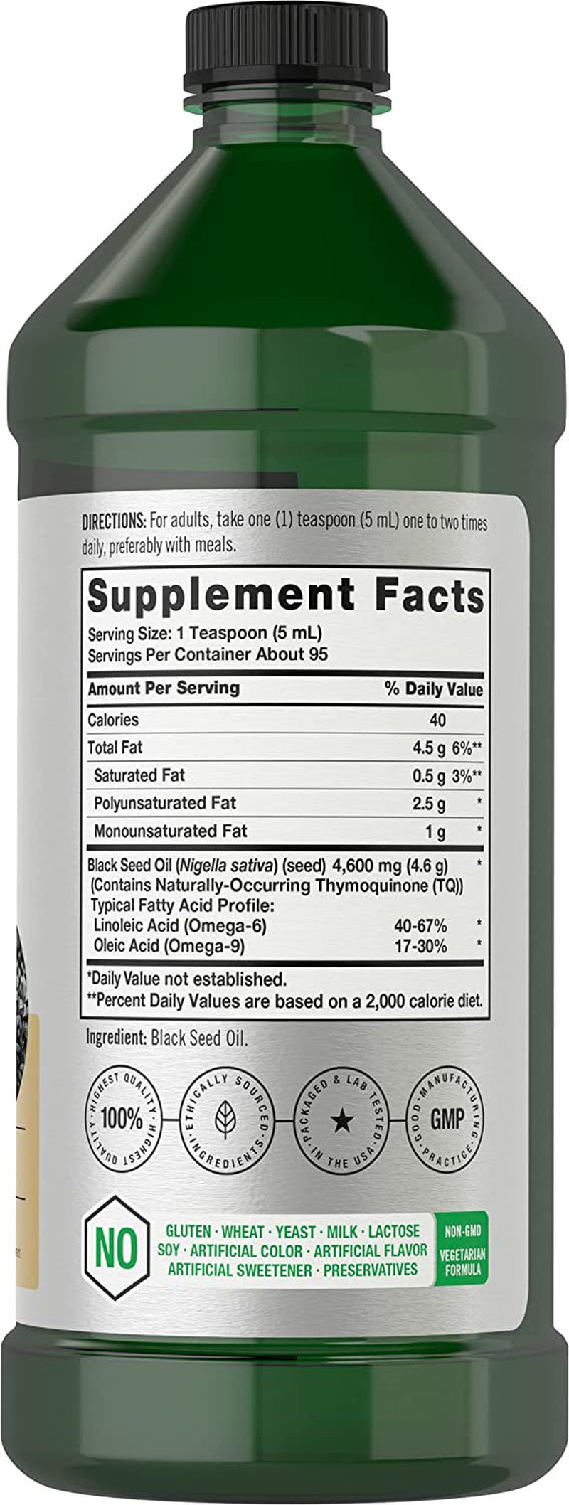 Black Seed Oil | 4600Mg | 16 Oz | Vegetarian Formula | by Horbaach