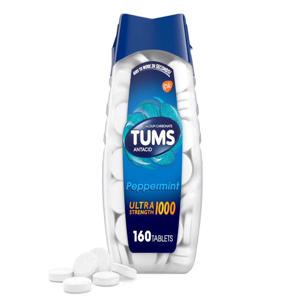 Tums Antacid Peppermint Ultra Strength Chewable Tablets, 160 Count - Pack of 2