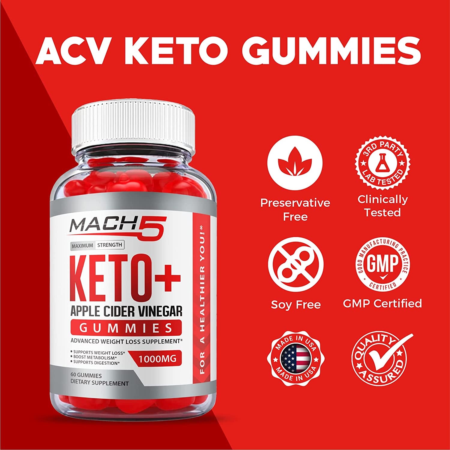 (3 Pack) Mach5 ACV Keto Gummies, Mach5 Keto Gummies, Mach 5 Keto plus ACV Gummies, Mach5 Keto Avc, Mach 5 Keto Apple Cider Vinegary Gummies Advanced, with Beet Root, Vitamin B12, Vegan (180 Gummies)