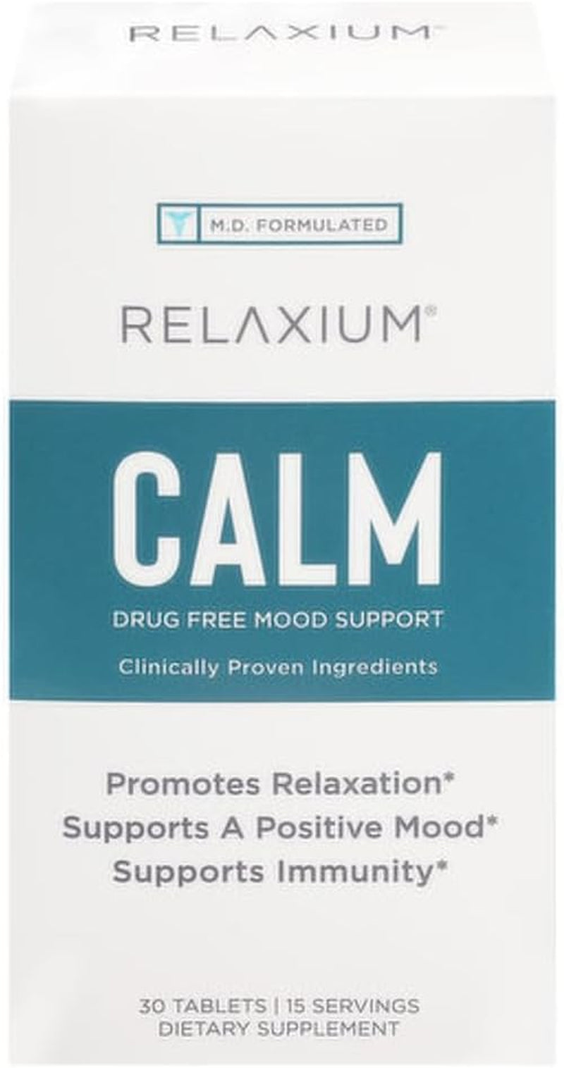 Relaxium Calm, Non-Habit Forming, Stress and Mood Support Supplement, Elevate Mood & Boost Relaxation with Ashwagandha, 5-HTP, GABA, Passion Flower, (30 Tablets, 2 Week Supply)