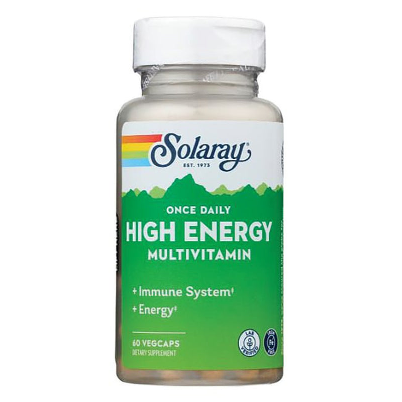 Solaray Once Daily High Energy Multivitamin, W/ No Iron | Complete Multi W/ Whole Food & Herb Base | Non-Gmo | 60 Vegcaps