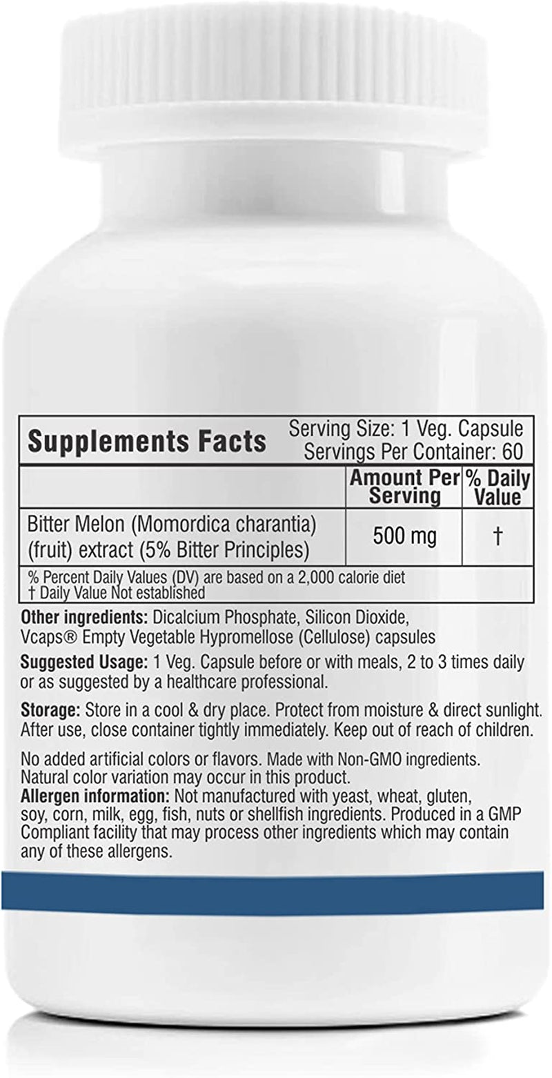 Trexgenics® Bitter Melon (Karela) (5% Bitters) 500Mg Vegan & Gluten Free Premium (60 Vcaps) (Pack of 1)