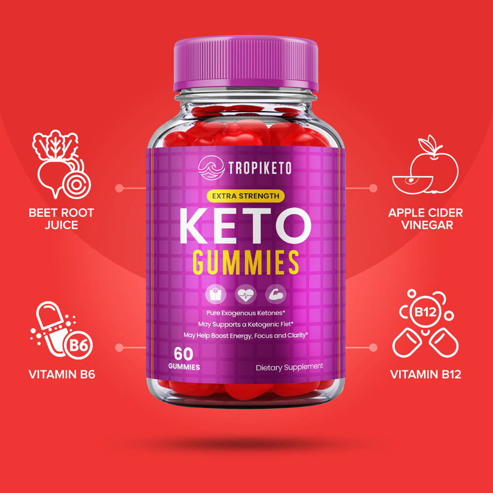 Tropiketo Keto Gummies for Weight Loss Tropi Keto ACV Gummies Extra Strength Apple Cider Vinegar Supplement (60 Gummies)