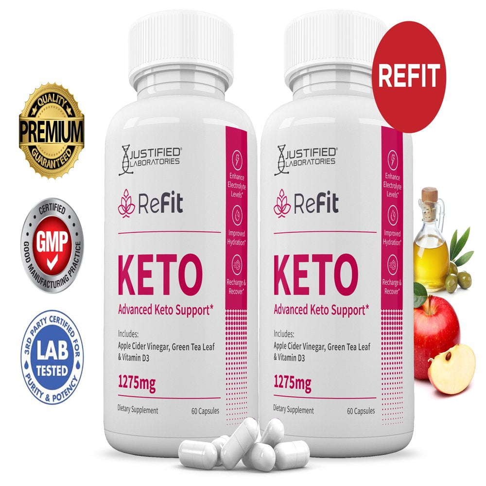 (2 Pack) Refit Keto ACV Pills 1275Mg Alternative to Gummies Dietary Supplement 120 Capsules