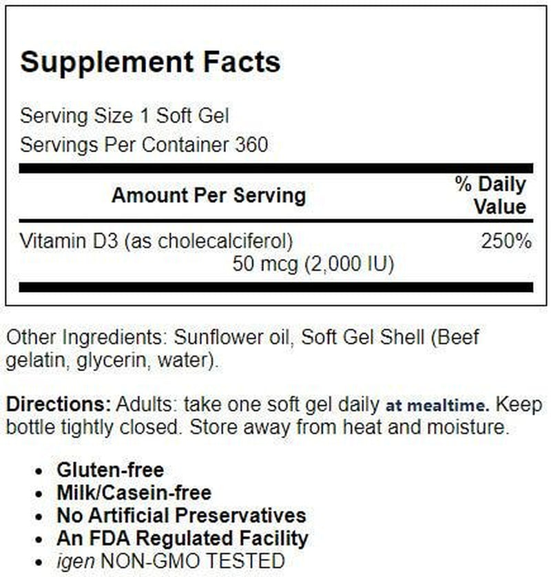 Carlson Labs - Vitamin D3 2000 IU - 360 Softgels