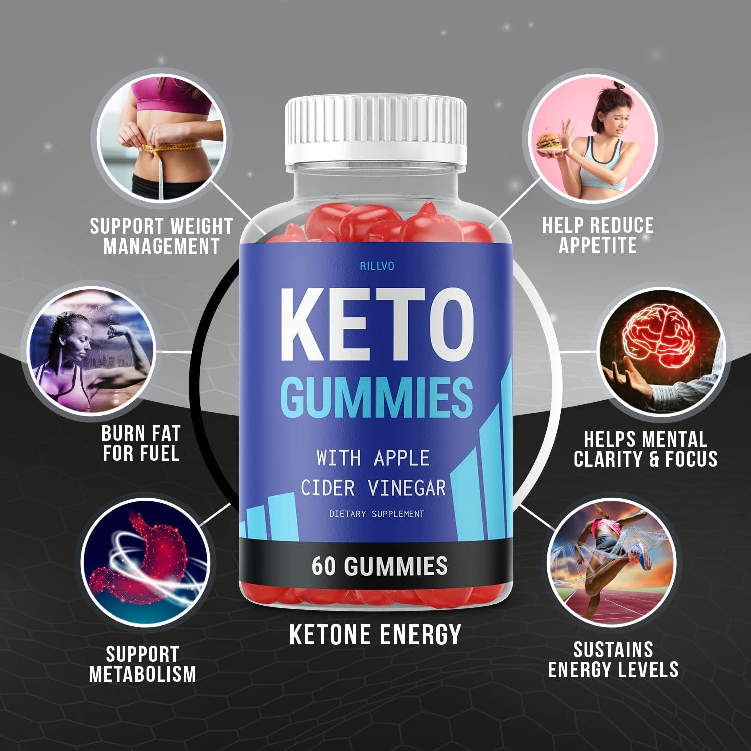 Kickin ACV Gummies - Advanced Formula Kickinketo with Apple Cider Vinegar Kicking (60 Gummies)