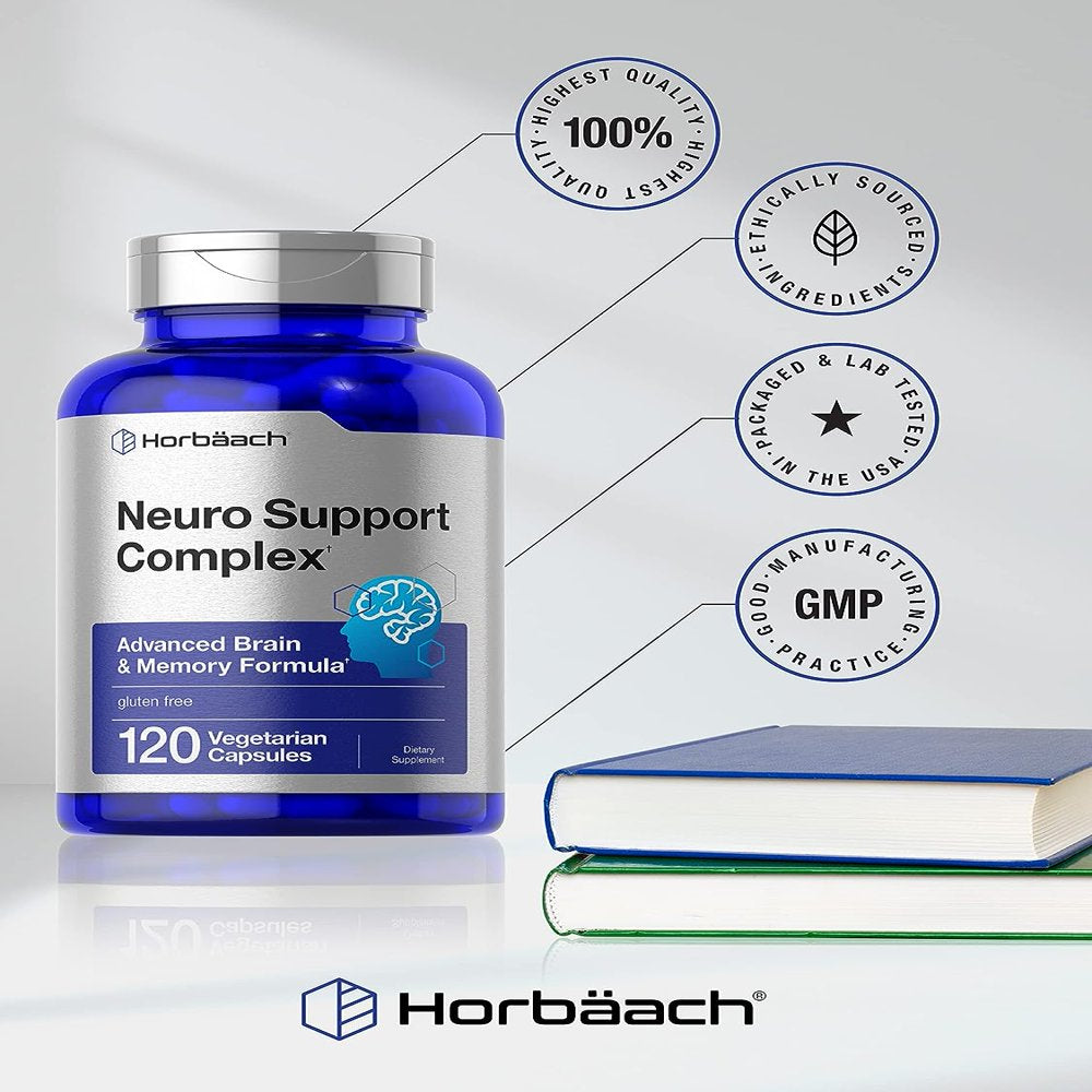 Brain Support Supplement | 120 Capsules | Vegetarian Formula | by Horbaach