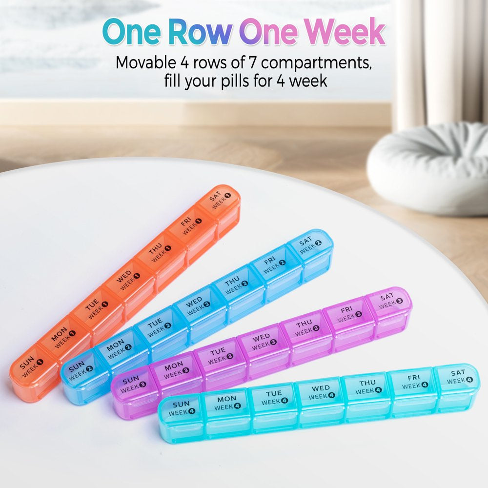 Zoksi Monthly Pill Organizer 1 Times a Day, 28 Day 4 Week Pill Box Organizer, One Month Pill Case, for Elderly, Daily Medcine Container for Vitamins, Supplement & Medication