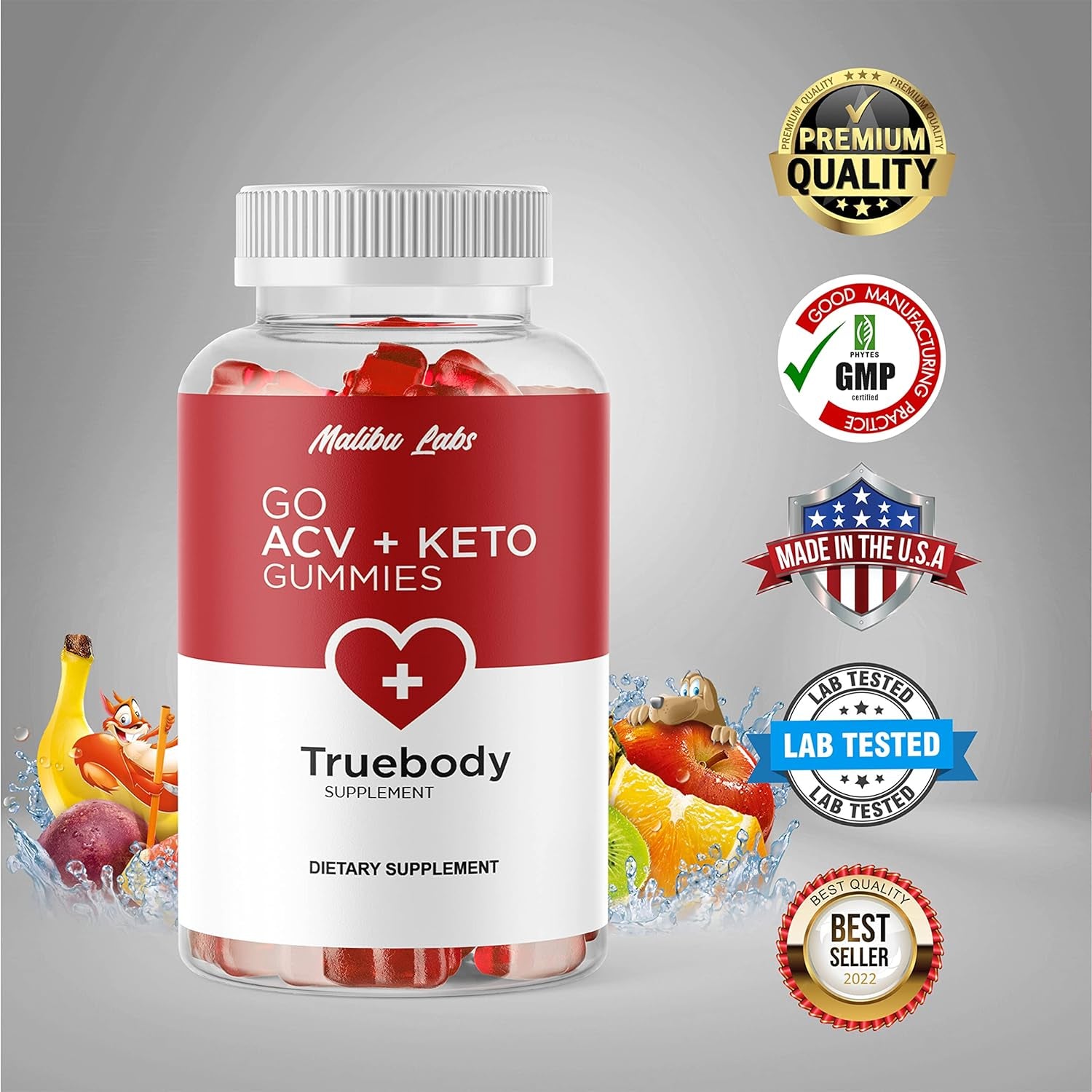 Truebody Go ACV Apple Cider Vinegar + Keto Gummies, True Body Ketosis, New Strong Time Released Formula, 1500Mg Once a Day, Ketogenic Support Supplement, Ketos Shark Gummy (3 Pack) 90 Day Supply Tank