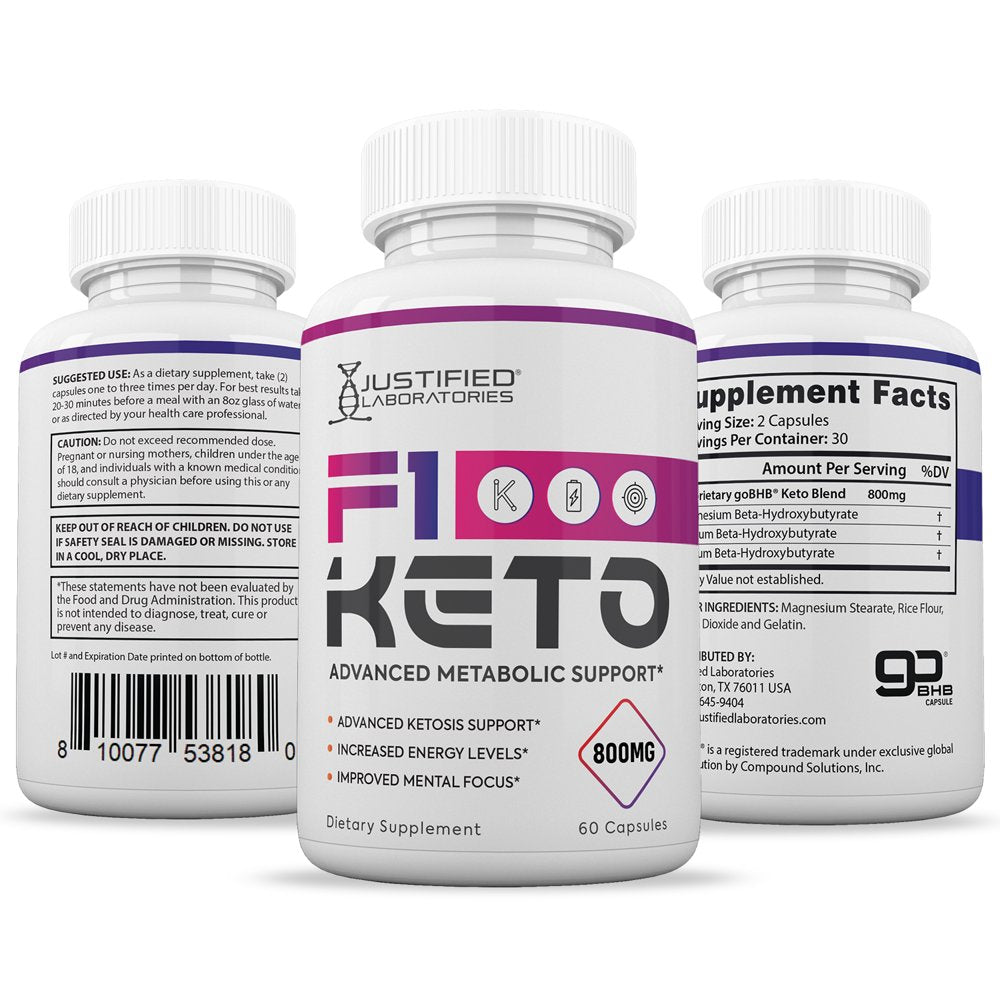 (5 Pack) Justified Laboratories F1 Keto Pills Includes Gobhb 300 Capsules