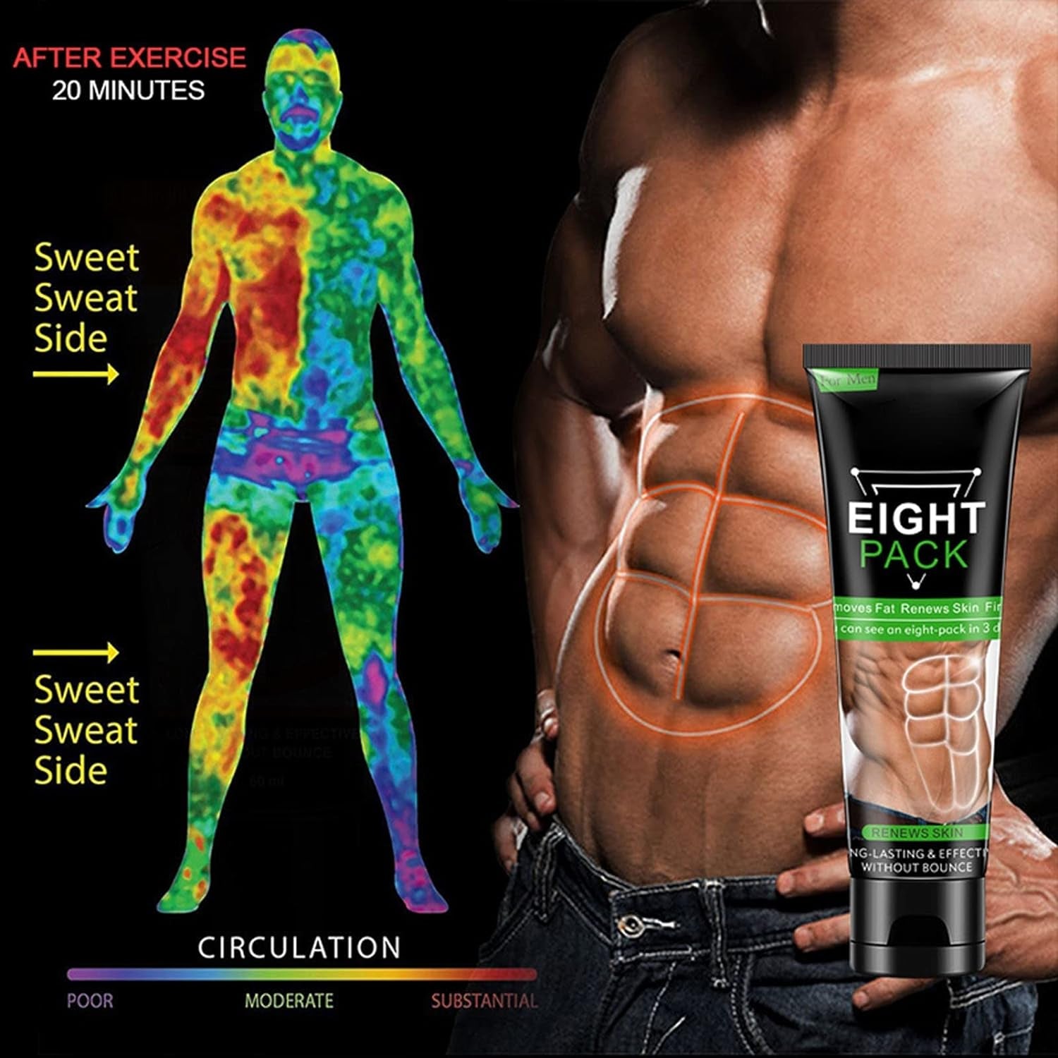 HUTVD # Men Women Abdominal Muscle Plaster anti Cellulite Slimming Fat Burning Plaster for Good Figure (Green, One Size)