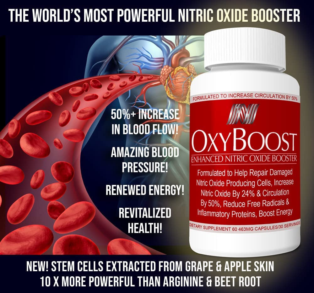 Oxyboost with Vinitrox - Nitric Oxide Supplement for Blood Pressure Support, Heart Health, Energy Boost, Circulation, and More (3 Bottles - 90 Servings)