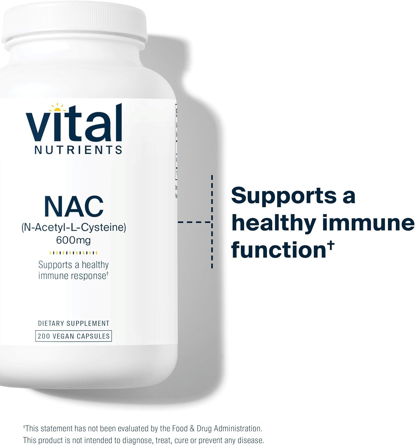 Vital Nutrients NAC | N-Acetyl Cysteine | Vegan Supplement | Supporting Sinus and Respiratory Health | 600Mg | Gluten, Dairy, and Soy Free | 200 Vegetarian Capsules