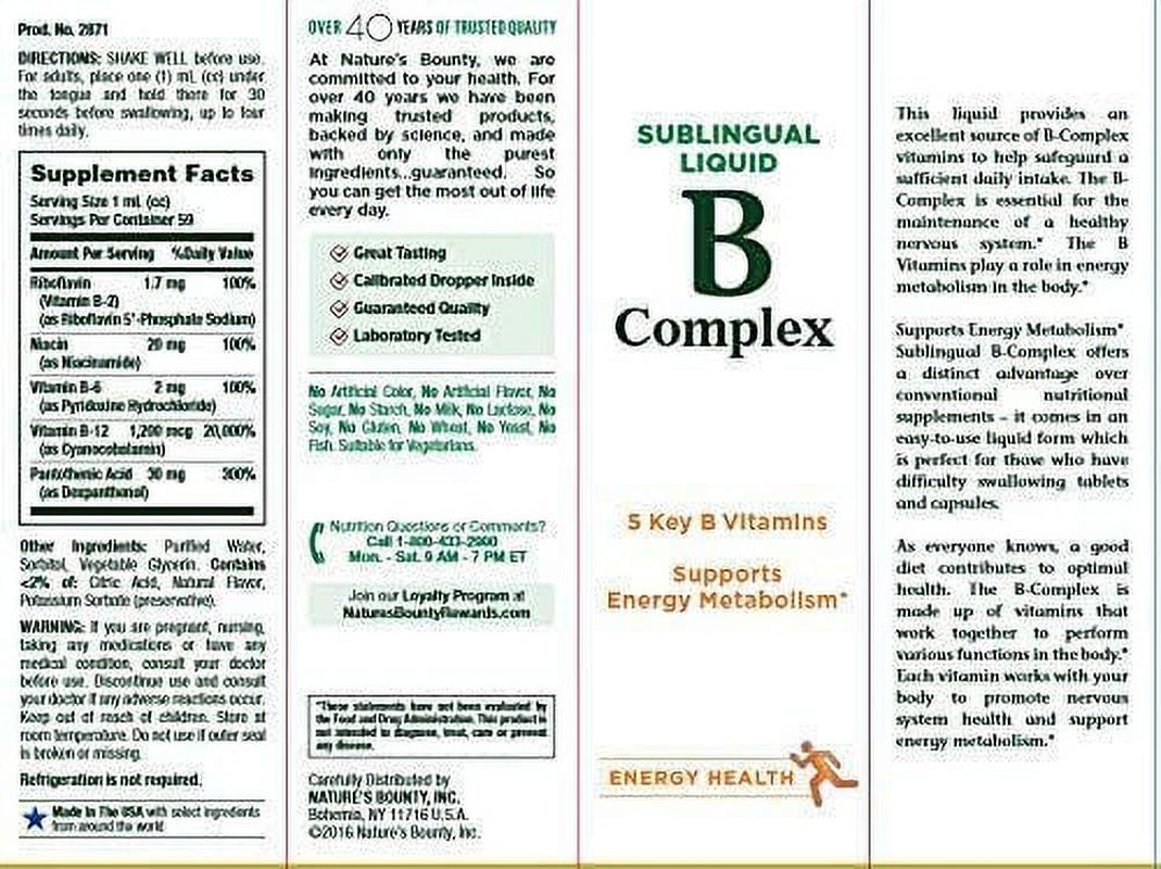 Nature'S Bounty Vitamin B Complex Sublingual Liquid 2 Oz (Pack of 4)