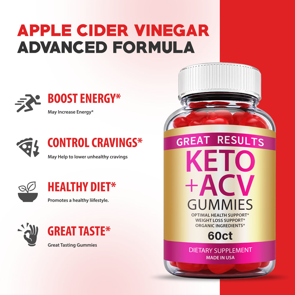 (5 Pack) Great Results Keto ACV Gummies Vegan Apple Cider Vinegar 300 Gummies