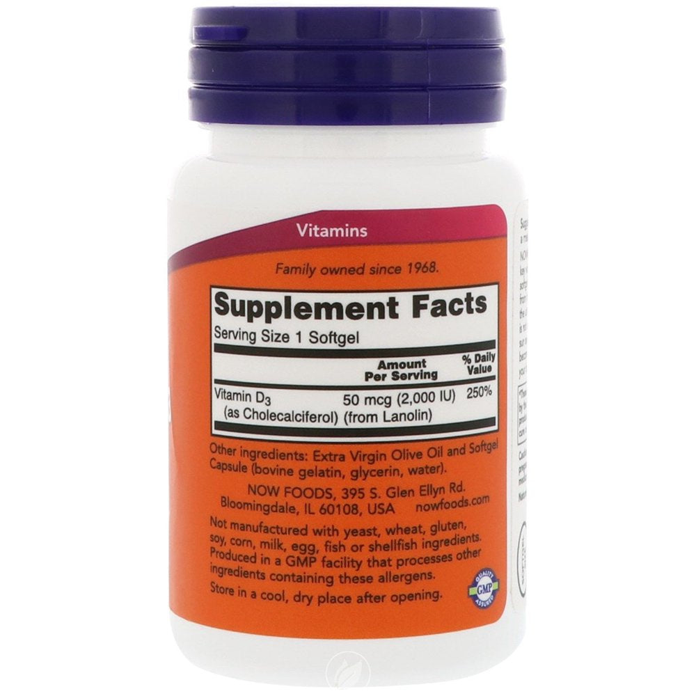 NOW Supplements Vit D-3 2000Iu 30 Sgels