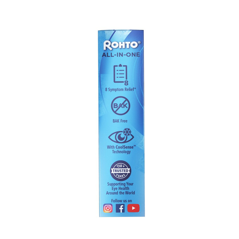 (2 Pack) Rohto® All-In-One Multi-Symptom Relief Cooling Eye Drops, 0.4 Fl Oz