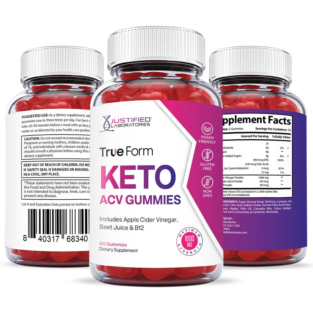 (2 Pack) True Form Keto ACV Gummies 1000MG Dietary Supplement 120 Gummys