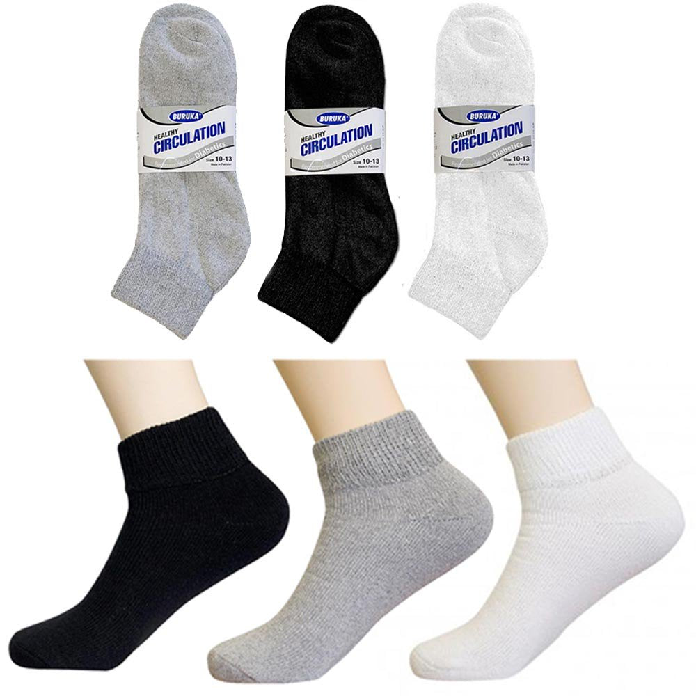 9 Pair Diabetic Ankle Circulatory Socks Health Support Mens Loose Fit Size 10-13